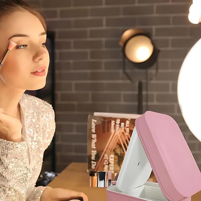 Portable Makeup Organizer With Light & Mirror